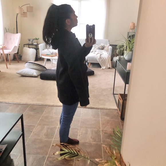 Zara Navy Blue Pea Coat - Picture 3 of 7